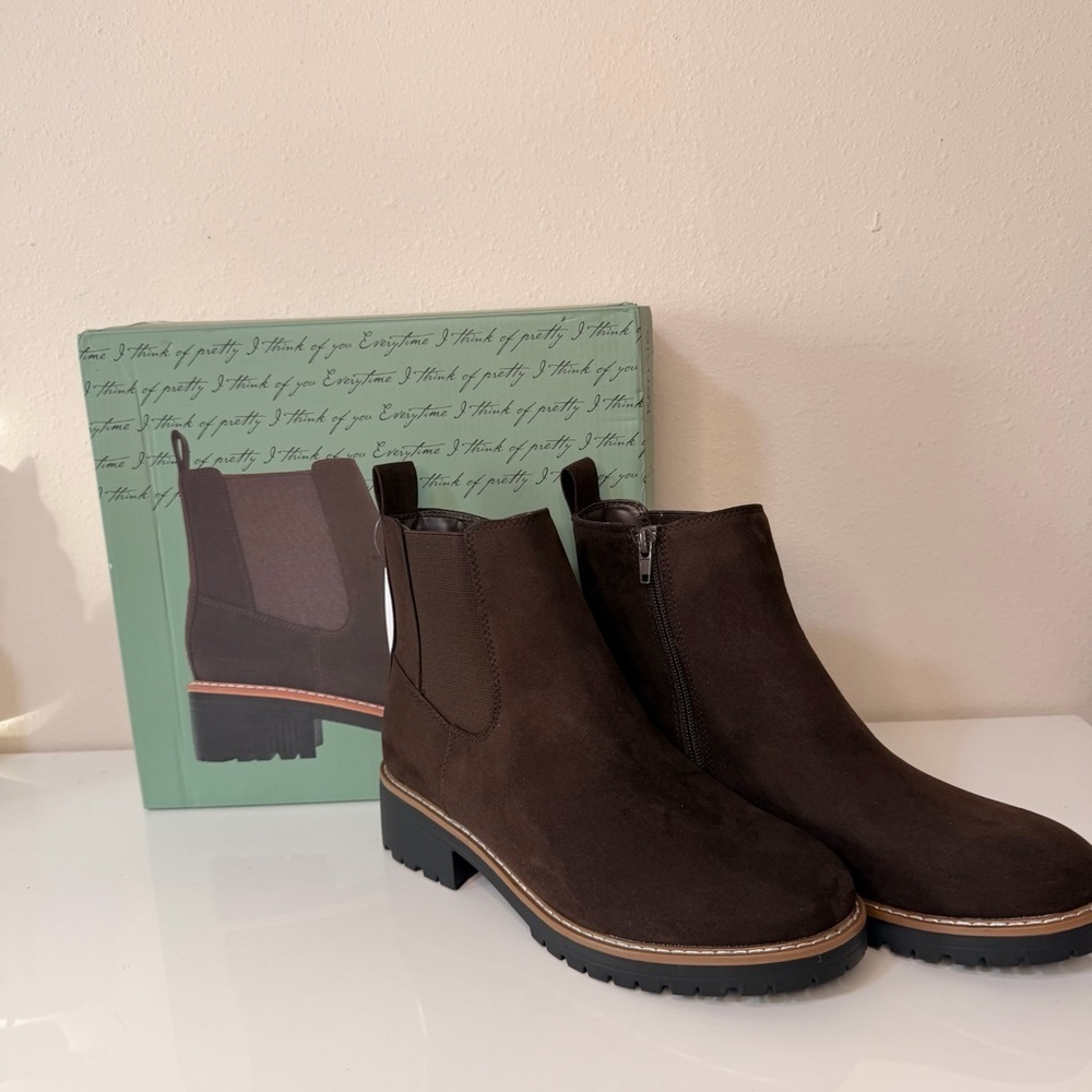 Kensie Dark Brown Ankle Booties - Picture 8 of 9